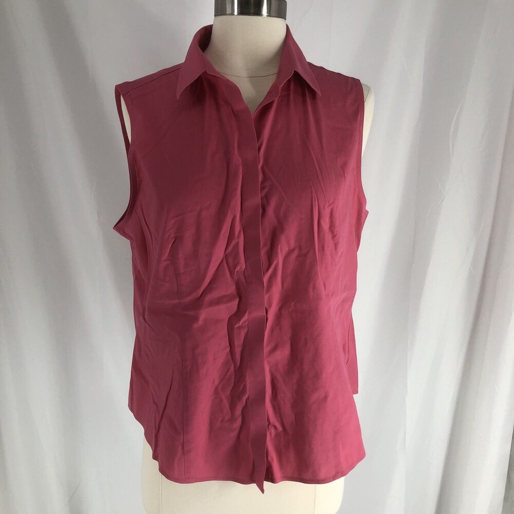 Talbots Petites Pink Sleeveless Button Front Blouse Size 14P